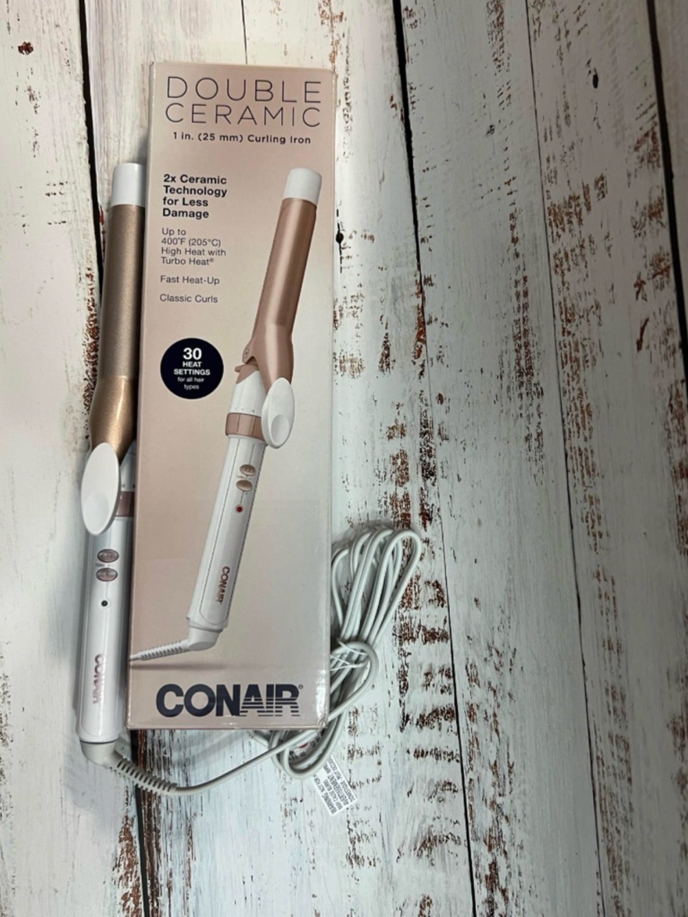 Conair Double Ceramic 1” Curling Iron 30 Heat Settings Fast Heat Up w/ Box